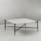 Thaddeus Metal Square Horn Marble Coffee Table Hand-Forged Living Sofa Center Tea Table