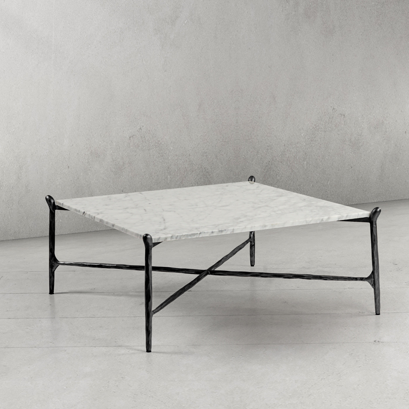 Thaddeus Metal Square Horn Marble Coffee Table Hand-Forged Living Sofa Center Tea Table