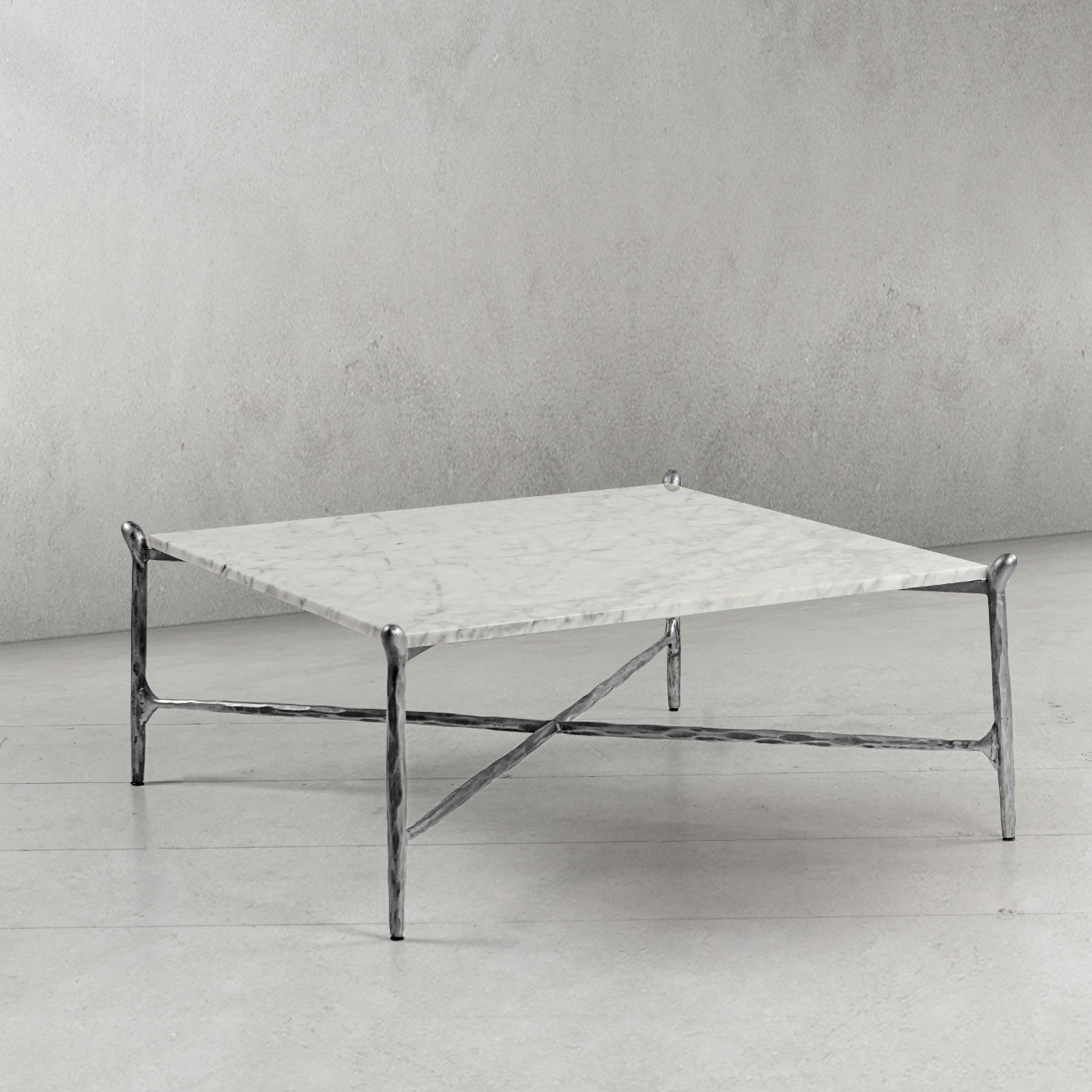 Thaddeus Metal Square Horn Marble Coffee Table Hand-Forged Living Sofa Center Tea Table