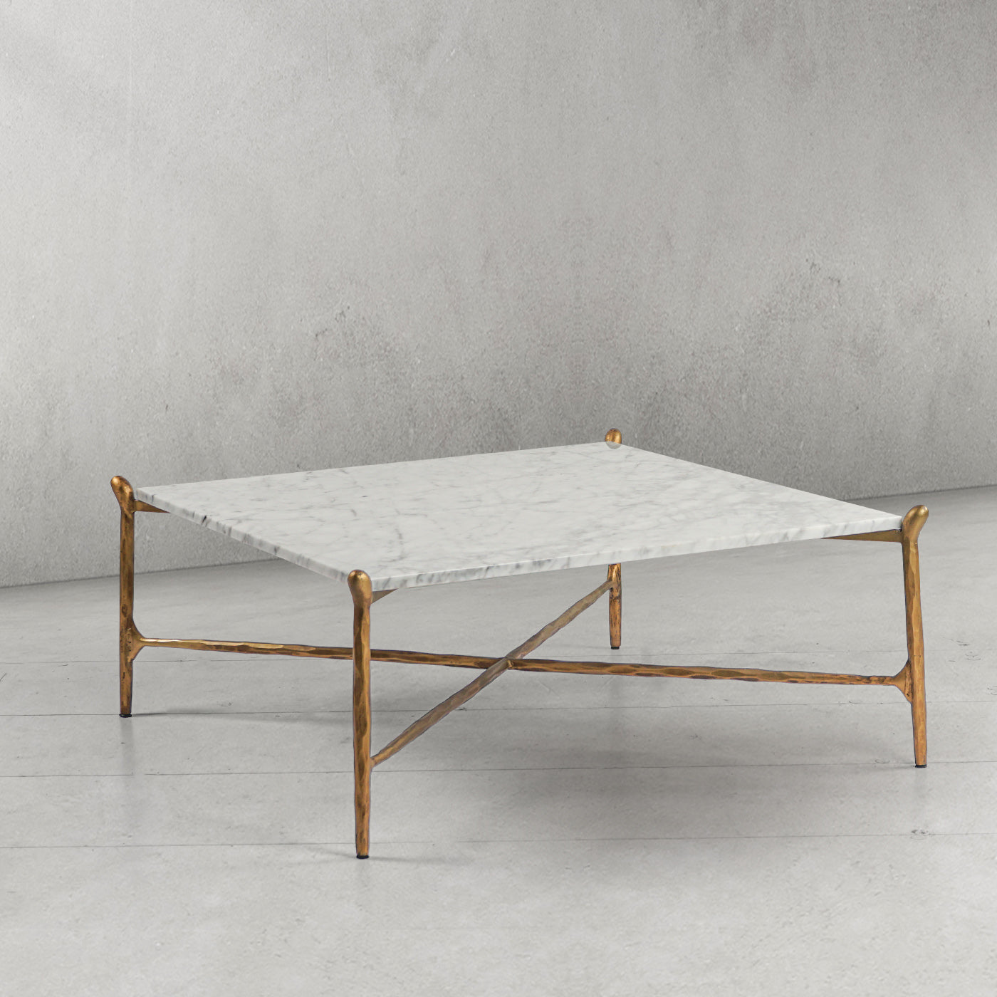 Thaddeus Metal Square Horn Marble Coffee Table Hand-Forged Living Sofa Center Tea Table