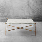 Thaddeus Metal Square Horn Marble Coffee Table Hand-Forged Living Sofa Center Tea Table