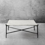 Thaddeus Metal Square Horn Marble Coffee Table Hand-Forged Living Sofa Center Tea Table