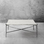 Thaddeus Metal Square Horn Marble Coffee Table Hand-Forged Living Sofa Center Tea Table