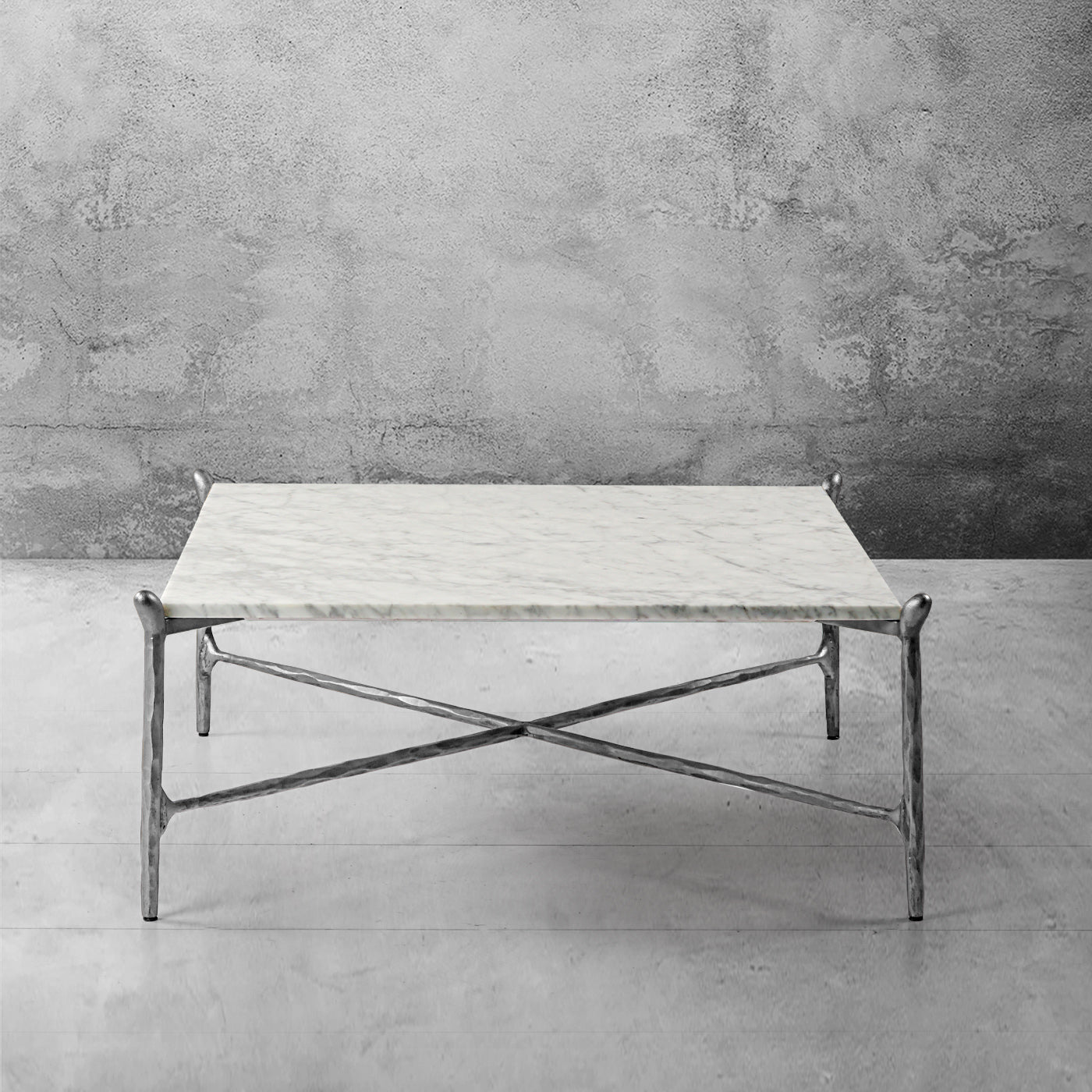 Thaddeus Metal Square Horn Marble Coffee Table Hand-Forged Living Sofa Center Tea Table