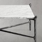 Thaddeus Metal Square Horn Marble Coffee Table Hand-Forged Living Sofa Center Tea Table