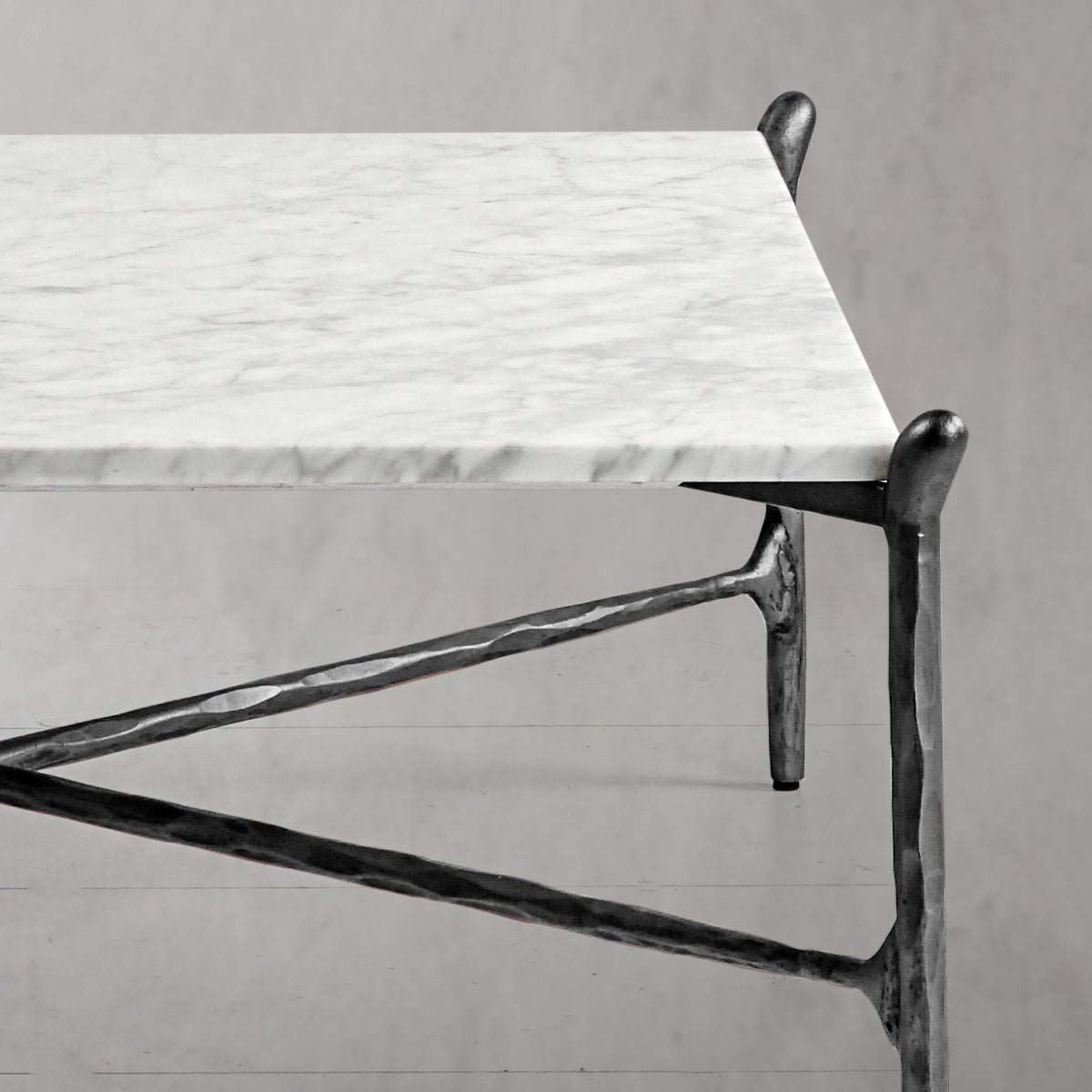Thaddeus Metal Square Horn Marble Coffee Table Hand-Forged Living Sofa Center Tea Table