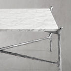 Thaddeus Metal Square Horn Marble Coffee Table Hand-Forged Living Sofa Center Tea Table