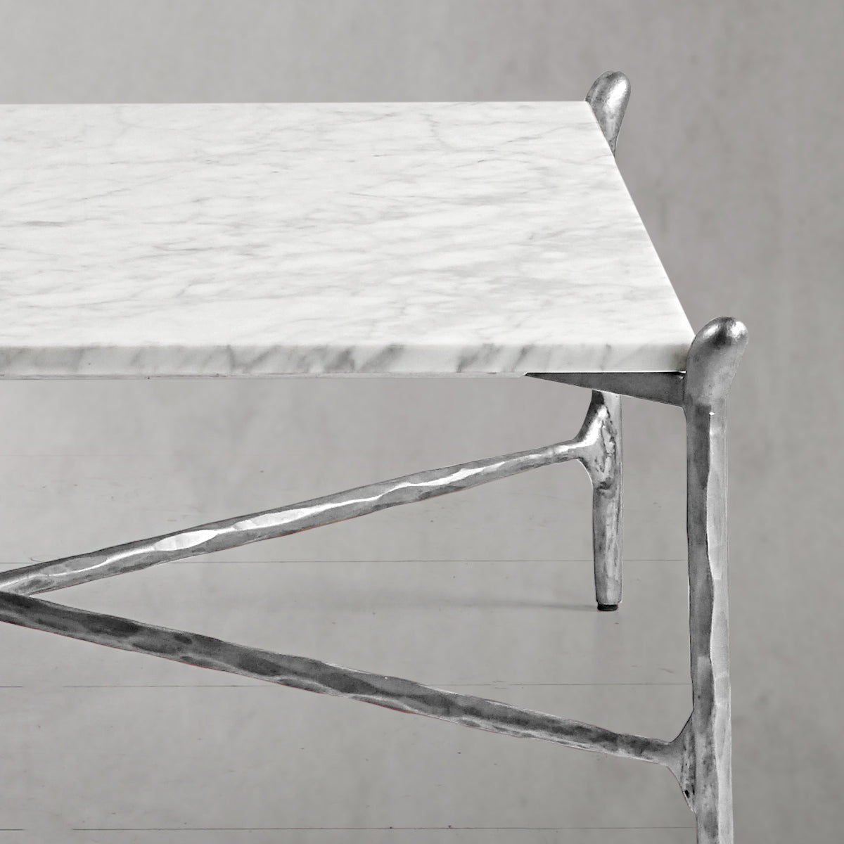 Thaddeus Metal Square Horn Marble Coffee Table Hand-Forged Living Sofa Center Tea Table