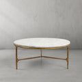 Thaddeus Metal Marble Round Coffee Table 3 Legs Hand-Forged Living Sofa Center Tea Table