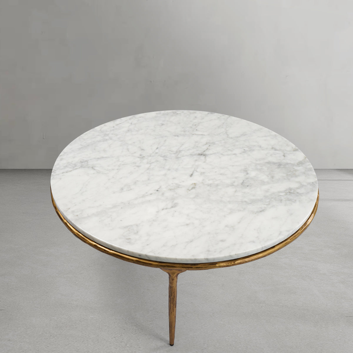 Thaddeus Metal Marble Round Coffee Table 3 Legs Hand-Forged Living Sofa Center Tea Table