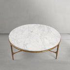 Thaddeus Metal Marble Round Coffee Table 3 Legs Hand-Forged Living Sofa Center Tea Table
