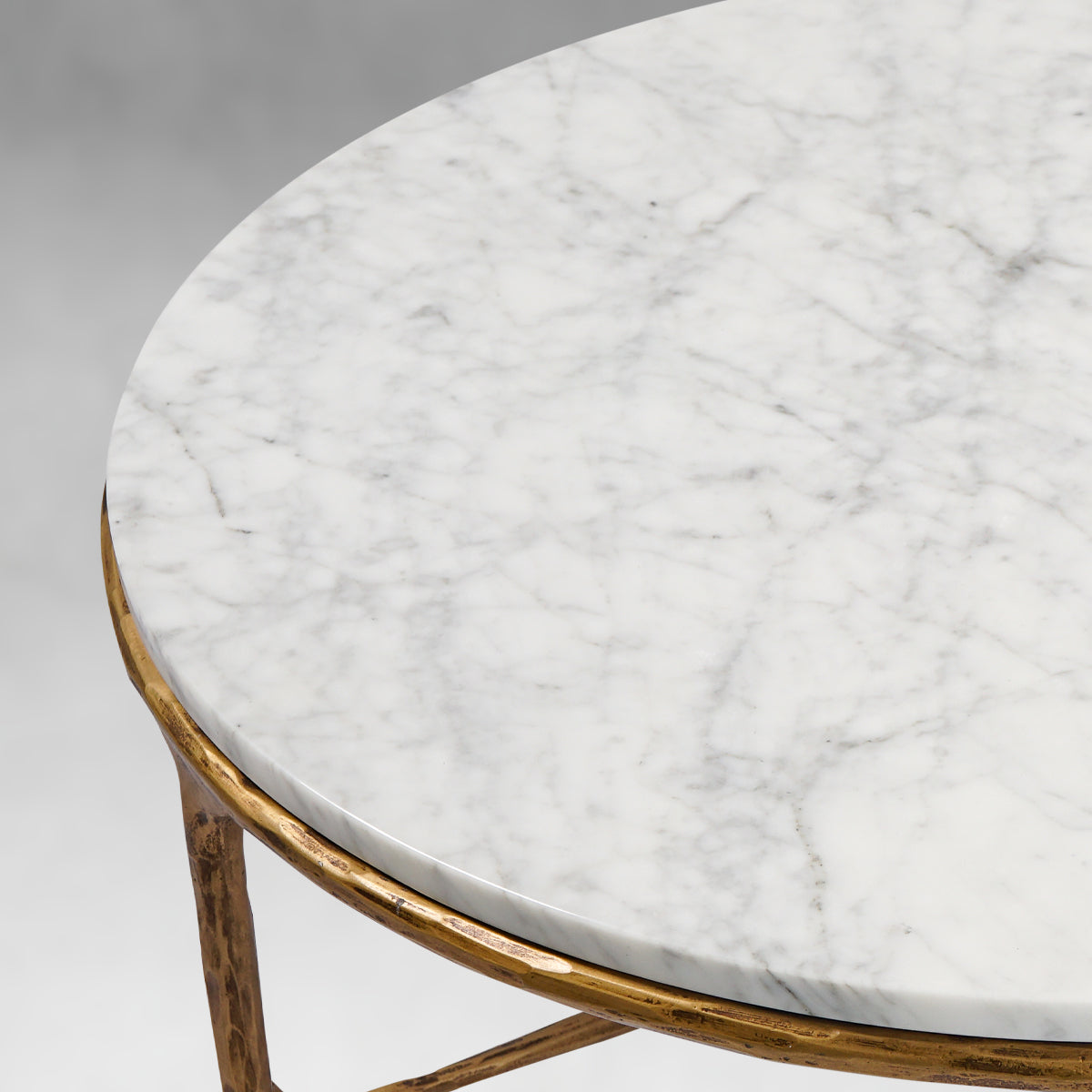 Thaddeus Metal Marble Round Coffee Table 3 Legs Hand-Forged Living Sofa Center Tea Table