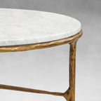 Thaddeus Metal Marble Round Coffee Table 3 Legs Hand-Forged Living Sofa Center Tea Table