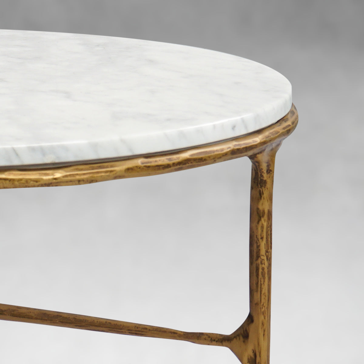 Thaddeus Metal Marble Round Coffee Table 3 Legs Hand-Forged Living Sofa Center Tea Table