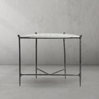 Thaddeus Metal Horn Semi-Circle Marble Console Table Hand-Forged Entryways Entrance Table
