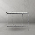 Thaddeus Metal Horn Semi-Circle Marble Console Table Hand-Forged Entryways Entrance Table