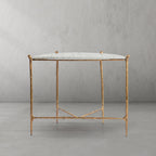 Thaddeus Metal Horn Semi-Circle Marble Console Table Hand-Forged Entryways Entrance Table