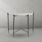 Thaddeus Metal Horn Semi-Circle Marble Console Table Hand-Forged Entryways Entrance Table