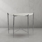 Thaddeus Metal Horn Semi-Circle Marble Console Table Hand-Forged Entryways Entrance Table