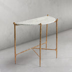 Thaddeus Metal Horn Semi-Circle Marble Console Table Hand-Forged Entryways Entrance Table