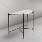 Thaddeus Metal Horn Semi-Circle Marble Console Table Hand-Forged Entryways Entrance Table