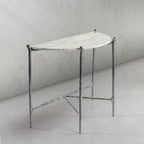 Thaddeus Metal Horn Semi-Circle Marble Console Table Hand-Forged Entryways Entrance Table