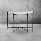 Thaddeus Metal Horn Semi-Circle Marble Console Table Hand-Forged Entryways Entrance Table
