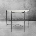 Thaddeus Metal Horn Semi-Circle Marble Console Table Hand-Forged Entryways Entrance Table