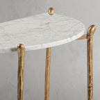 Thaddeus Metal Horn Semi-Circle Marble Console Table Hand-Forged Entryways Entrance Table