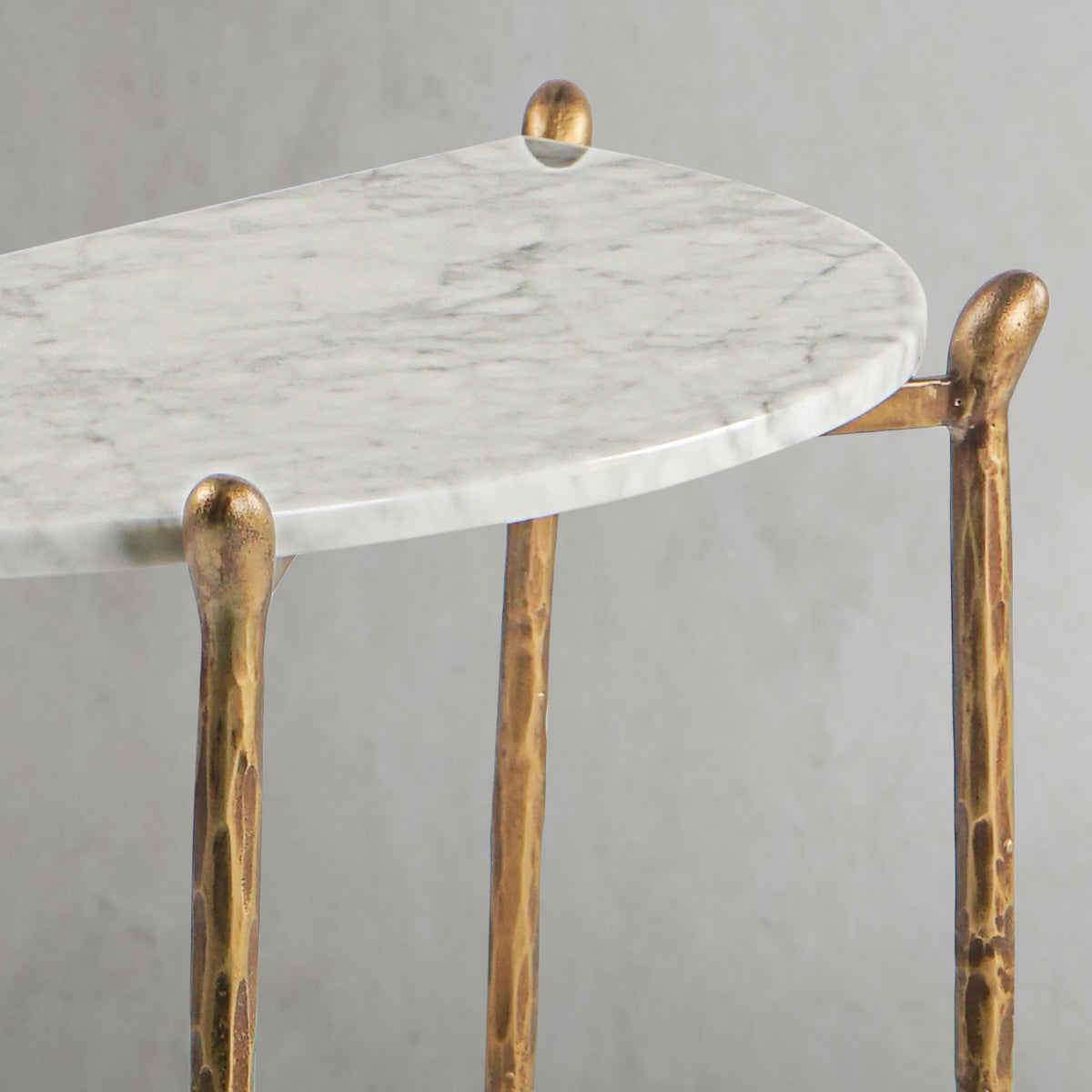 Thaddeus Metal Horn Semi-Circle Marble Console Table Hand-Forged Entryways Entrance Table
