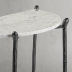 Thaddeus Metal Horn Semi-Circle Marble Console Table Hand-Forged Entryways Entrance Table