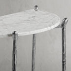 Thaddeus Metal Horn Semi-Circle Marble Console Table Hand-Forged Entryways Entrance Table