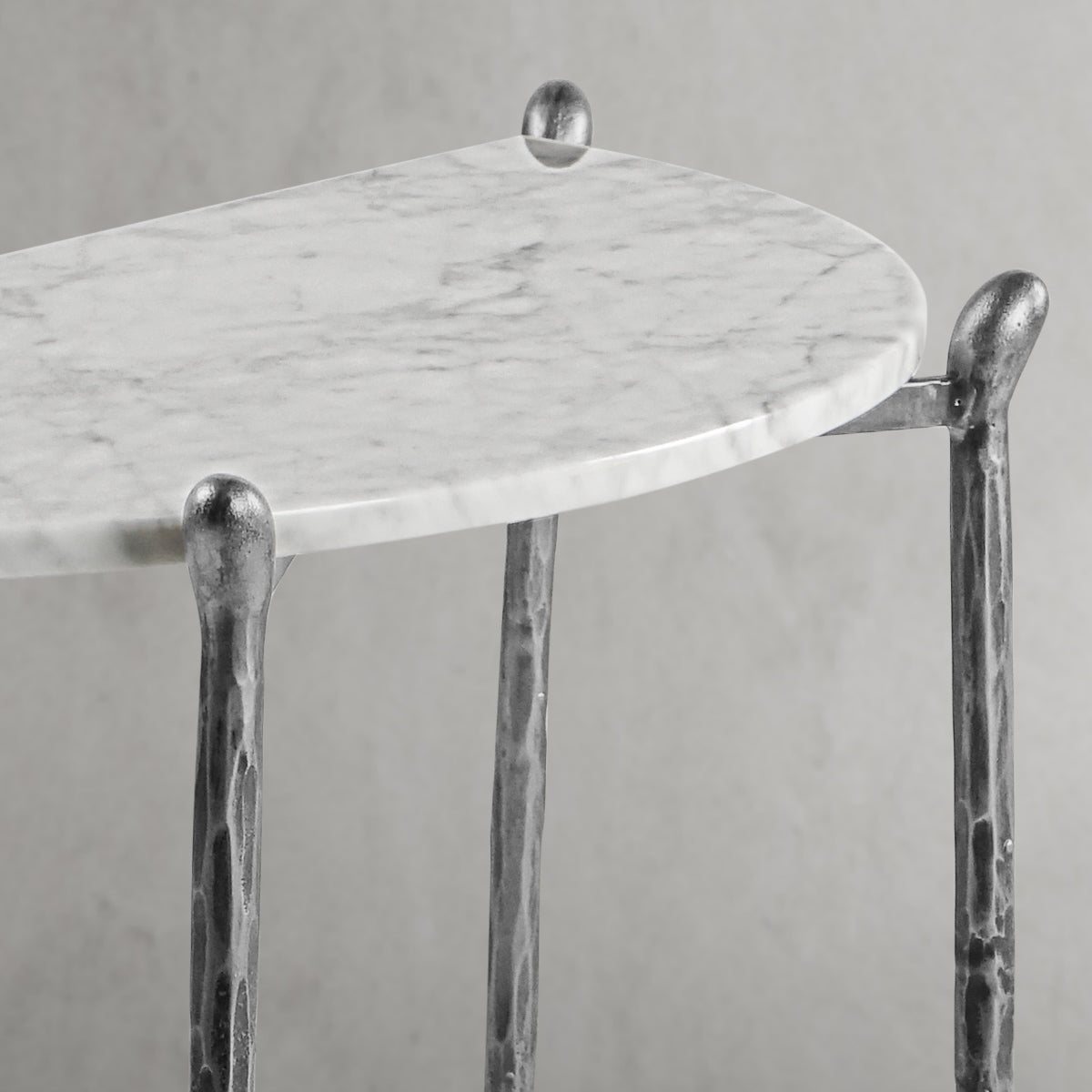 Thaddeus Metal Horn Semi-Circle Marble Console Table Hand-Forged Entryways Entrance Table