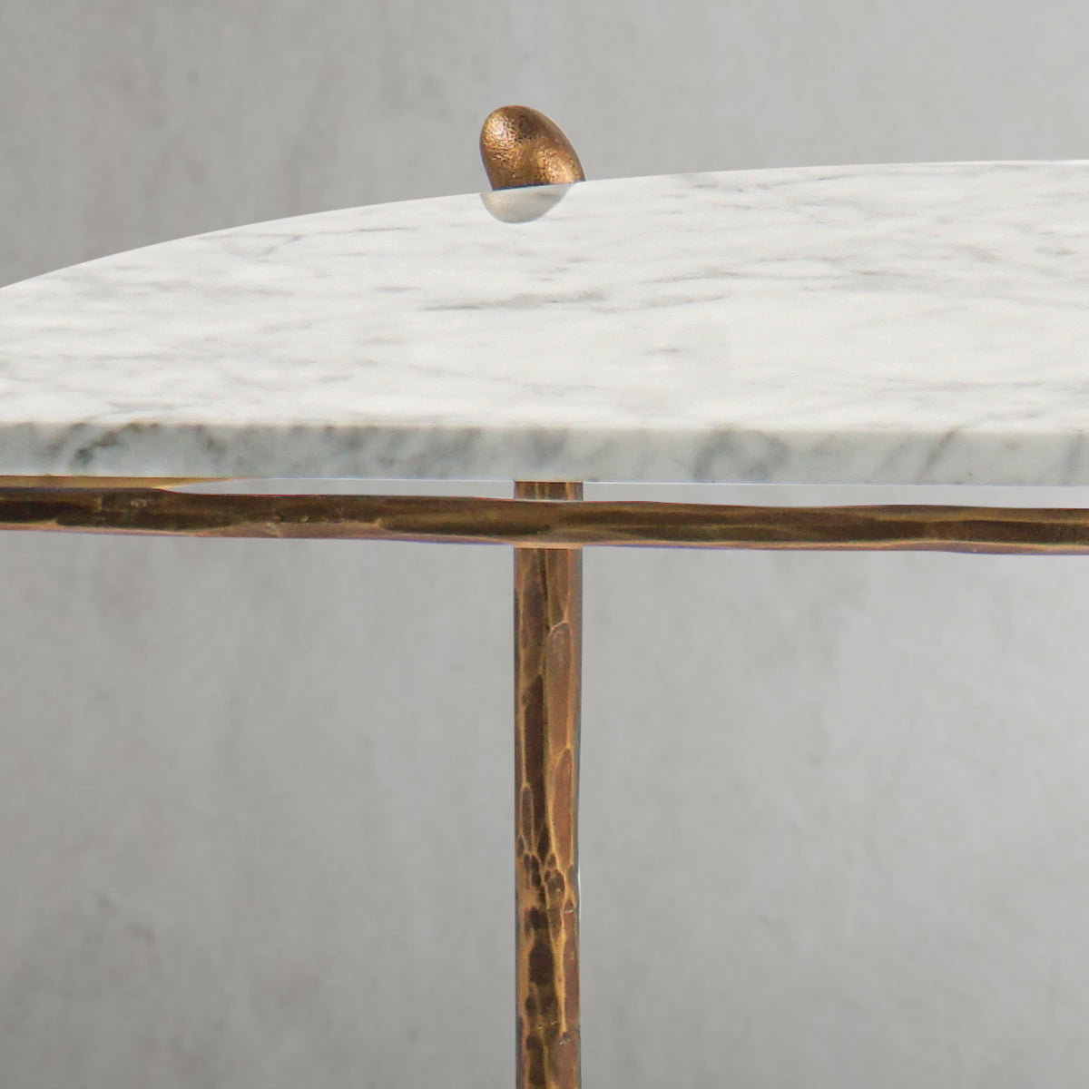Thaddeus Metal Horn Semi-Circle Marble Console Table Hand-Forged Entryways Entrance Table