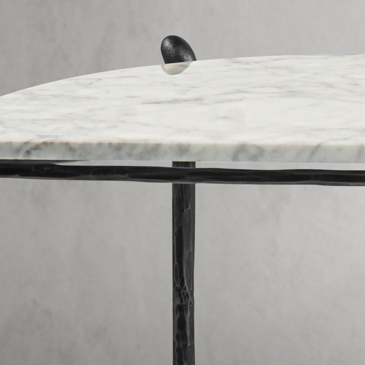 Thaddeus Metal Horn Semi-Circle Marble Console Table Hand-Forged Entryways Entrance Table