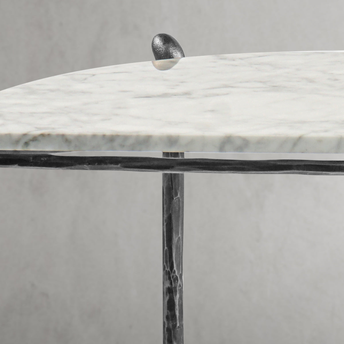 Thaddeus Metal Horn Semi-Circle Marble Console Table Hand-Forged Entryways Entrance Table