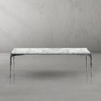 Thaddeus Metal Rectangle Horn Marble Coffee Table Hand-Forged Living Sofa Center Tea Tablefee Table