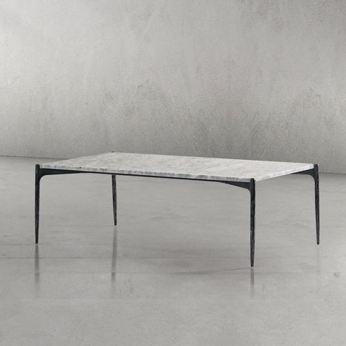 Thaddeus Metal Rectangle Horn Marble Coffee Table Hand-Forged Living Sofa Center Tea Tablefee Table