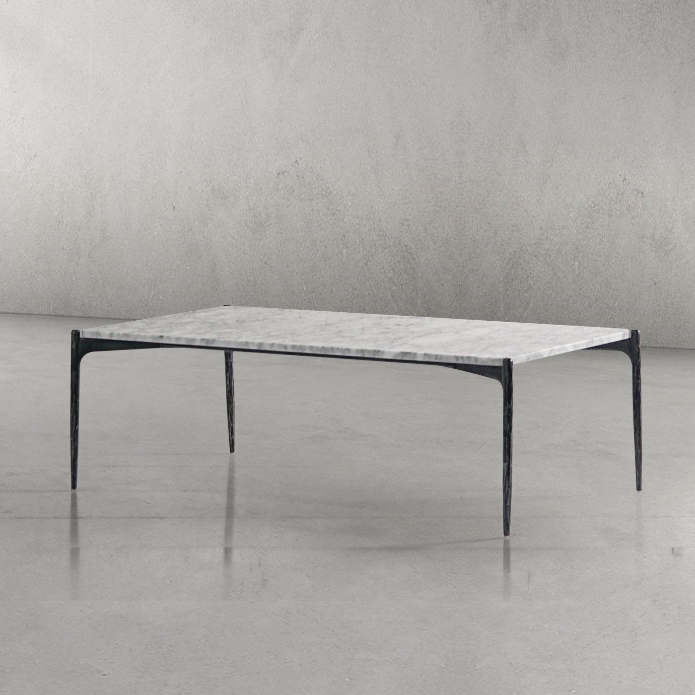 Thaddeus Metal Rectangle Horn Marble Coffee Table Hand-Forged Living Sofa Center Tea Tablefee Table