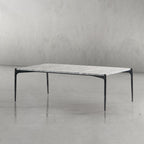 Thaddeus Metal Rectangle Horn Marble Coffee Table Hand-Forged Living Sofa Center Tea Tablefee Table