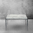 Thaddeus Metal Rectangle Horn Marble Coffee Table Hand-Forged Living Sofa Center Tea Tablefee Table