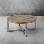 Tadeusz Round Coffee Table Wood Living Sofa Center Tea Table