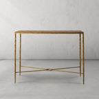 Thaddeus Metal Metal Frame Elm Wood Console Table Hand-Forged Entryways Entrance Table