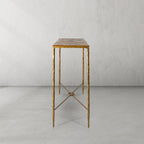Thaddeus Metal Metal Frame Elm Wood Console Table Hand-Forged Entryways Entrance Table