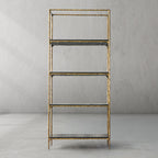 Thaddeus Metal White Marble Shelving Hand-Forged Shelving Units Storage Shelves