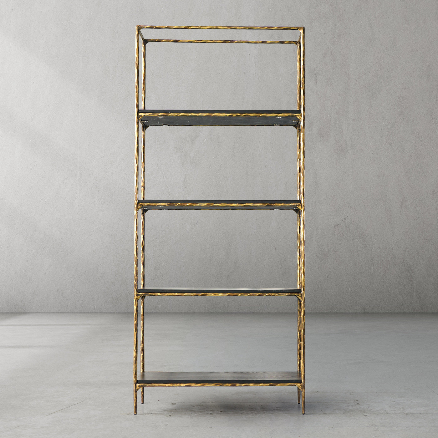 Thaddeus Metal White Marble Shelving Hand-Forged Shelving Units Storage Shelves