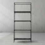 Thaddeus Metal White Marble Shelving Hand-Forged Shelving Units Storage Shelves