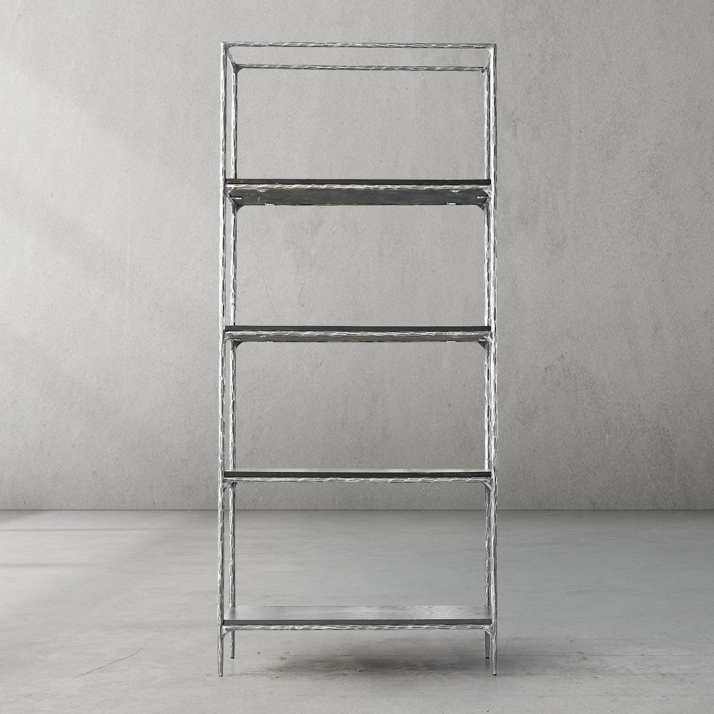 Thaddeus Metal White Marble Shelving Hand-Forged Shelving Units Storage Shelves