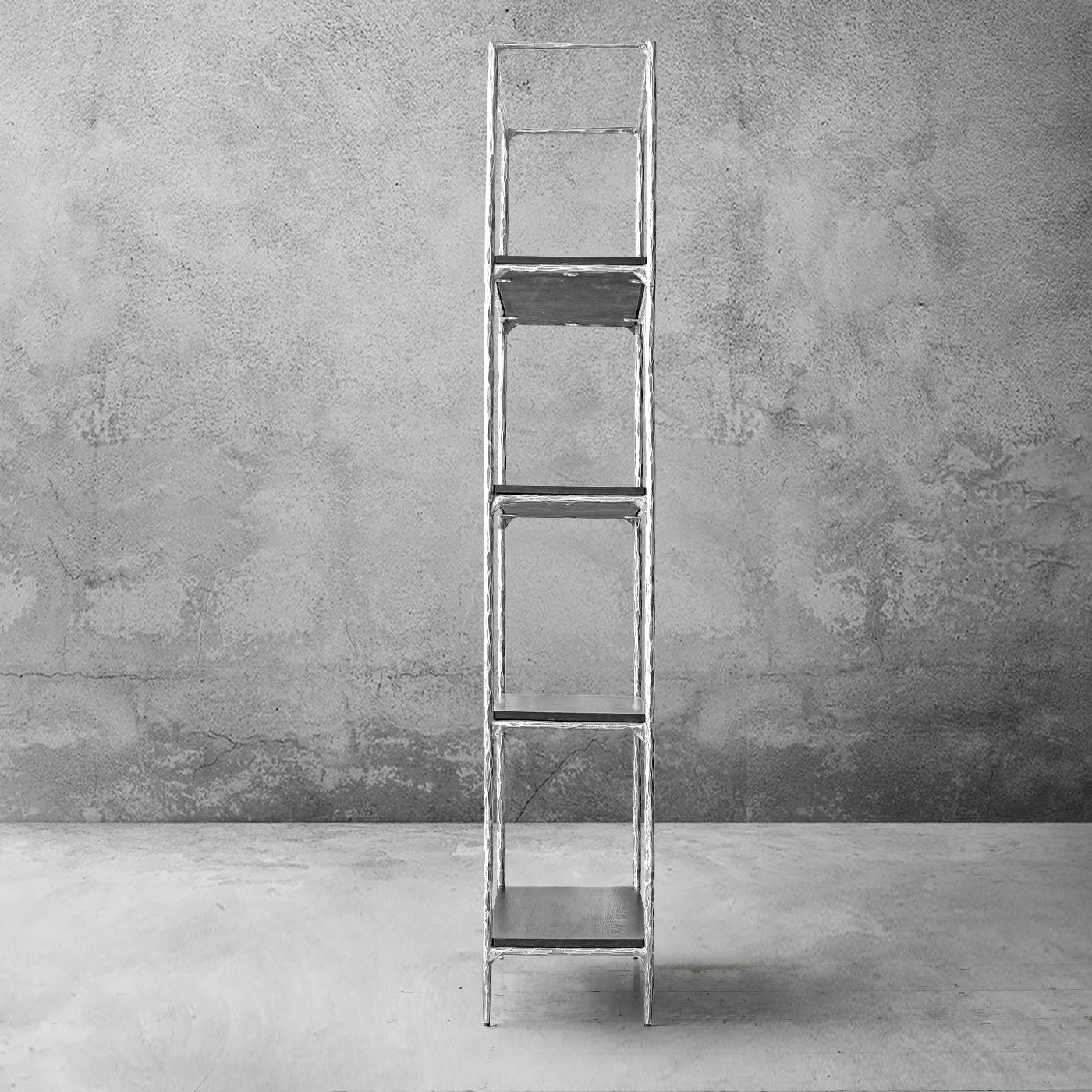 Thaddeus Metal White Marble Shelving Hand-Forged Shelving Units Storage Shelves