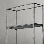 Thaddeus Metal White Marble Shelving Hand-Forged Shelving Units Storage Shelves